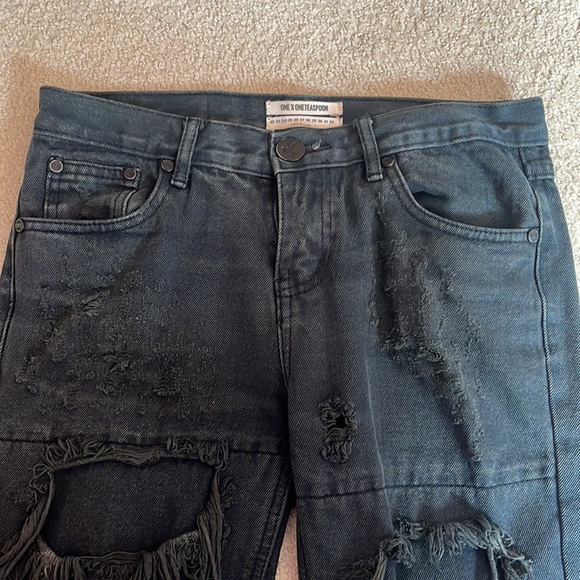 One Teaspoon Distressed Dark Wash Denim - Picture 3 of 6